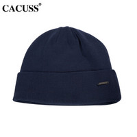 CACUSS  Z0256 秋冬帽子男女纯棉时尚针织毛线帽 藏青色 均码