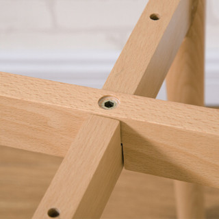 家逸凳子实木 布艺矮凳餐桌凳 创意梳妆凳 素颜原木色