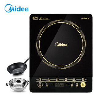 美的（Midea）多功能触摸电磁炉家用大火力多重安全电池炉正品 带炒锅汤锅 HT2117HM