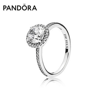 Pandora潘多拉经典优雅925银戒指女196250CZ气质戒指 48mm