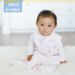 美国HALO背心式纯棉铂金礼盒款睡袋包被婴儿宝宝 灰色波纹 M(66-76厘米)