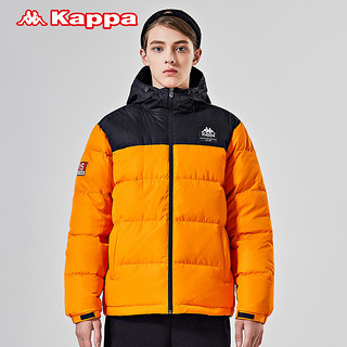 Kappa卡帕男羽绒服加厚连帽防寒服纯色保暖外套K0952YY02 L 仓石橘-706