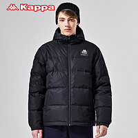 Kappa卡帕男羽绒服加厚连帽防寒服纯色保暖外套K0952YY02 XXL 冰原灰-090