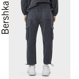 Bershka男士2020春季新款多口袋灯芯绒套装工装长裤 00303777802 XL (185/100A) 烟灰色