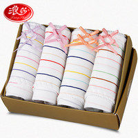 浪莎女士内裤 女三角裤纯棉性感棉质面料少女印花中腰短裤衩盒装 165/90/L 迷糊小人1盒4色