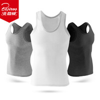 北极绒 男士背心T恤弹力纯色无袖吊带打底衫休闲运动棉质背心男2件装黑+白 L