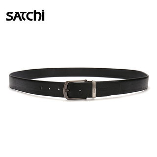 沙驰 SATCHI皮带男真皮针扣时尚休闲男士腰带青年头层纯牛皮裤带潮年轻人 【黑色扣头】精美礼盒包装 FD57674-2H 115cm
