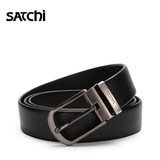 沙驰 SATCHI皮带男真皮针扣时尚休闲男士腰带青年头层纯牛皮裤带潮年轻人 【黑色扣头】精美礼盒包装 FD57674-2H 115cm