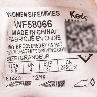 Keds旗舰店粉嫩少女休闲鞋厚底帆布鞋粉色松糕板鞋单鞋WF58066 37 粉红色