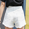 韩都衣舍2020女装夏季新款宽松显瘦毛边白色薄款牛仔短裤HO8250魭 M 白色