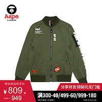 Aape男装春夏字母印花徽章双面穿迷彩MA1夹克外套7275XXC XL 黑色