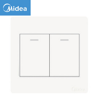 Midea 美的 开关电源面板86型二开单控双开2开墙壁家用暗装雅白E03K21