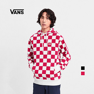 Vans范斯 男女连帽卫衣 新款棋盘格运动休闲HOODIE官方正品 XXL 红白棋盘格印花