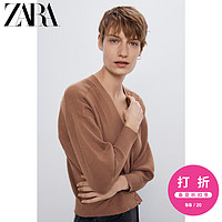 ZARA新款 女装 排扣饰罗纹外套 02162101183 M (170/88A) 棕黄色