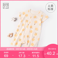 Goodbaby好孩子童装婴儿连身衣宝宝短袖连体衣新生儿哈衣可爱印花 蓝色 59cm