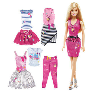 Barbie 芭比 娃娃甜美搭配时尚换装小女孩公主礼物套装儿童玩具过家家生日