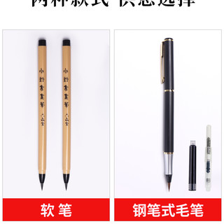 六品堂新毛笔小楷书法抄经软笔钢笔式小号毛笔练字软头笔可加墨毛笔特细初学者水性书画笔成人小楷软头秀丽笔 填充墨水3瓶 联笔 适宜：小楷描红、画画勾线、心经、小楷创作