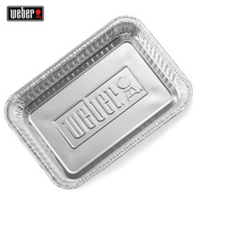 威焙（weber）加厚烧烤铝箔集油盘烘焙烤肉烤鱼铝箔纸盘大号 烧烤配件铝箔锡纸盒10个银色