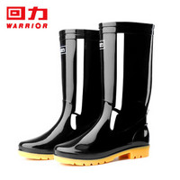 WARRIOR 回力 雨鞋男士款时尚雨靴户外防水防滑耐磨HL807中筒黑色42码