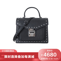 MCM 女士黑色铆钉牛皮革小号手提单肩斜挎包 MWE8APA51BK001