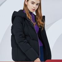 波司登羽绒服女短款连帽厚款保暖冬天女士时尚鸭绒外套B80141004 155/80A 黑色8056