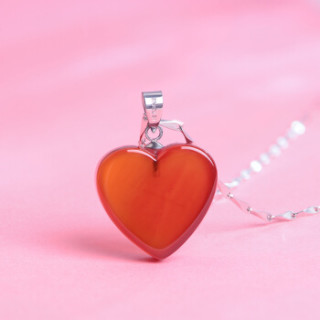istone 石头记红玛瑙心形吊坠情侣爱心项链925银锁骨链女款