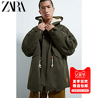 ZARA新款 男装 秋冬抓绒连帽拼接风衣夹克派克外套 06985307505 XL (185/104A) 卡其色