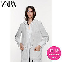 ZARA新款 女装 可卷袖休闲西装外套 02244158803 M (170/88A) 斑纹灰色