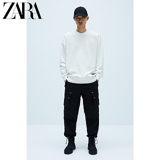 ZARA 新款 男装 拼接宽松加大码运动衫卫衣 04087408251 L (180/100A) 磨白色