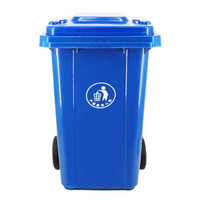 兰诗（LAUTEE） 户外大号垃圾桶 物业酒店环卫分类带轮垃圾桶 带盖商用家用果皮箱 蓝色240L