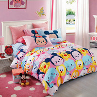 迪士尼（Disney）家纺 纯棉四件套 松松乐园 活性印染 粉色 1.5米床