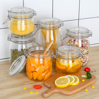 熊猫兔 密封罐玻璃储物罐玻璃瓶子带盖蜂蜜柠檬百香果罐子家用咸菜罐食品储存储物罐500ML