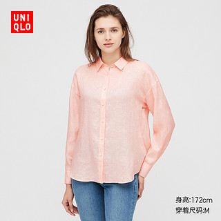女装 法国麻衬衫(长袖) 424658 优衣库UNIQLO 175/108C/XXXL 12 桃红色