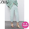 ZARA新款 女装 Z1975 水洗高腰牛仔裤 06147058982 27 (165/66A) 湖绿色