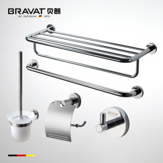 BRAVAT 贝朗 德国贝朗 圆Ⅱ 卫浴挂件不锈钢置物架挂衣钩毛巾环浴室浴巾架 D736C-1