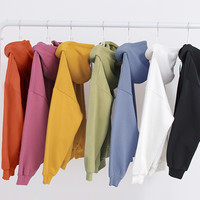 韩都衣舍2020春新款宽松连帽套头长袖上衣卫衣女潮insEQ10744婋 XS 粉紫色加绒