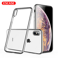 ESCASE 苹果x手机壳iphonex保护套硅胶软壳透明全包防摔抖音同款电镀边框男女 银色