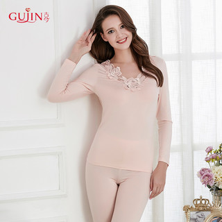 古今 GUJIN秋冬纯色打底贴肤无痕保暖内衣套装秋衣秋裤3I189 否 175(XXL) 3I196胭脂红