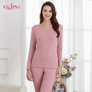 古今 GUJIN秋冬纯色打底贴肤无痕保暖内衣套装秋衣秋裤3I189 否 175(XXL) 3I196胭脂红