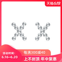 中国黄金PT950铂金耳钉未知圆点车花白金耳钉女新款珠宝首饰计价 国检标签 1.6g