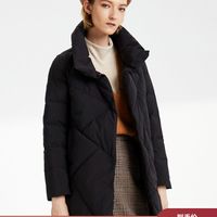 波司登新品女中长款冬季羽绒服保暖时尚外套简约B90141514DS 155/80A 奶香米7182