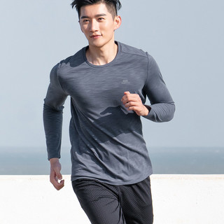 迪卡侬长袖t恤男夏季圆领休闲宽松薄款速干打底白色棉质上衣RUNM L 灰蓝色