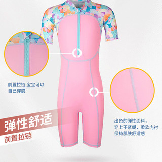 迪卡侬儿童游泳衣女泳裤男女童男童套装中大童连体防晒泳衣NAB E 6岁【建议身高100-115cm 体重15-30斤】 (新款防晒)蓝色海边假日