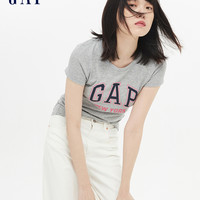 Gap女装圆领短袖T恤夏季254129 E City系列LOGO印花女士上衣 160/80A(XXS) 新尺码系 详情查看尺码表 白色