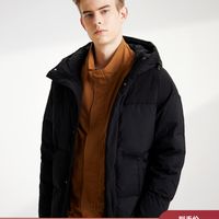 波司登新品男士短款连帽休闲灰白保暖羽绒服外套冬B90141555DS 165/84A 黑色8056