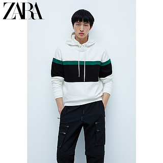 ZARA 新款 男装 拼色连帽卫衣 01701420250 XXL (190/108A) 白色