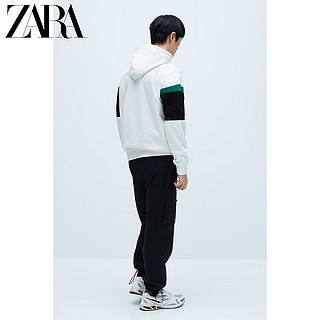 ZARA 新款 男装 拼色连帽卫衣 01701420250 L (180/100A) 白色