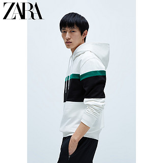 ZARA 新款 男装 拼色连帽卫衣 01701420250 S (175/92A) 白色