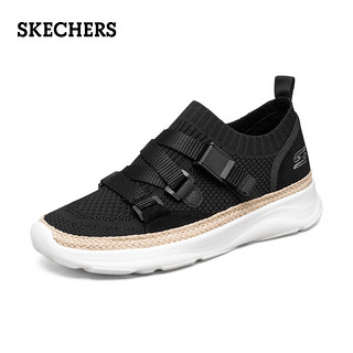 Skechers斯凯奇2020春夏一脚蹬鞋女士天使鞋小白鞋休闲鞋117014 38.5 黑色/BLK