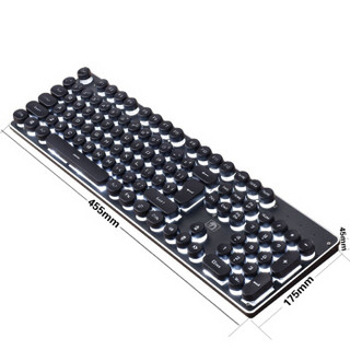 新盟（Technology）K100悬浮机械手感键盘背光游戏吃鸡电脑台式朋克复古发光笔记本有线 黑色白光（朋克版）